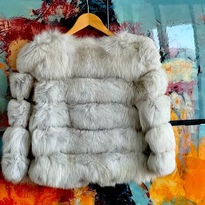 GORGEOUS Silver Fox Real Fur Coat